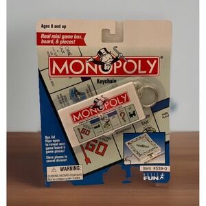 Monopoly Game Keychain 1998 Hasbro Real Mini Game Vintage Collectible - NEW‎